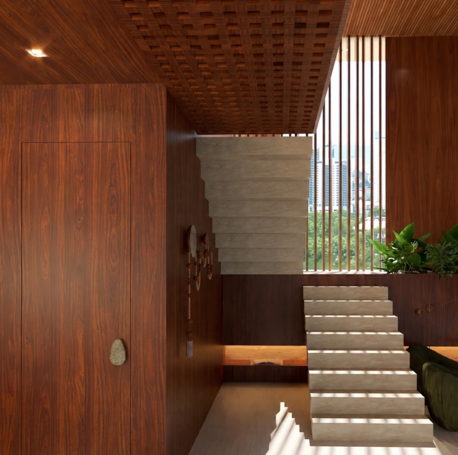 Sala residencial em projeto do studio be. arquitetura